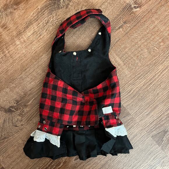Biker Dog Dress Buffalo Plaid Punk Style Skulls Size Small Best fits - Picture 2 of 7